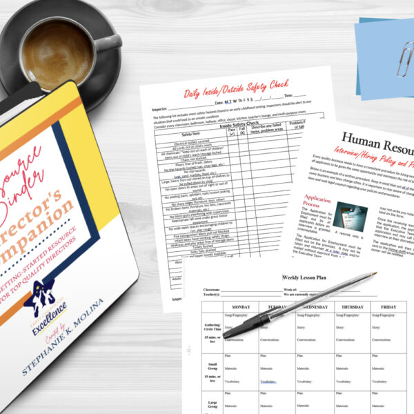 early childhood excellence binder sheets